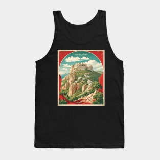 Monolithos Castle Greece Tourism Vintage Travel Poster Tank Top